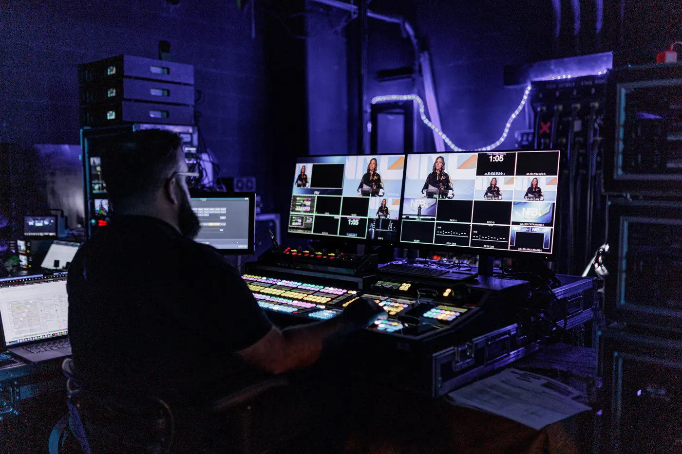Orange Thread LIVE crew running a live stream video switcher at Gaylord Opryland
