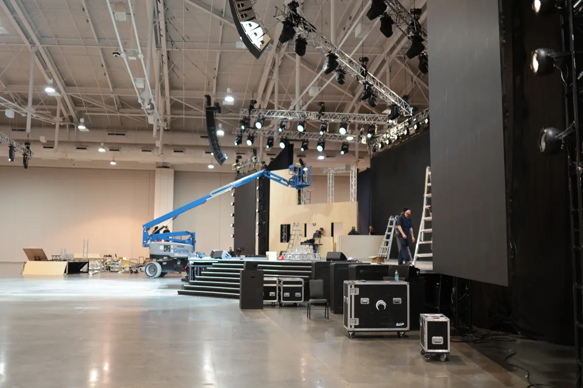 Orange Thread LIVE stage and LED build in a Music City Center exhibit hall