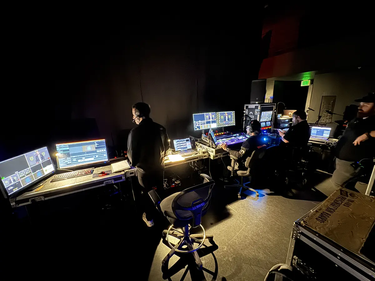 Orange Thread LIVE crew at the audio and video control position at Music City Center